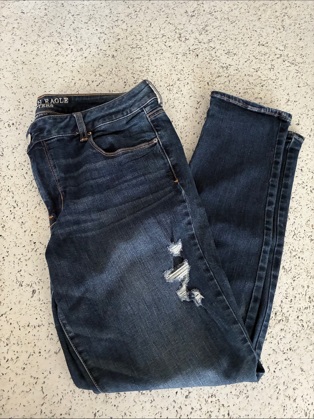 American Eagle Outfitters Dark Wash Skinny Jeans with Distress